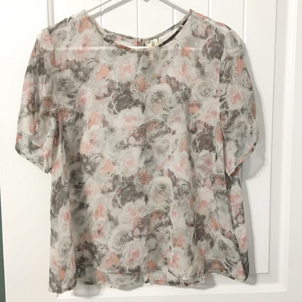 Frenchi Sheer Rose Print Top